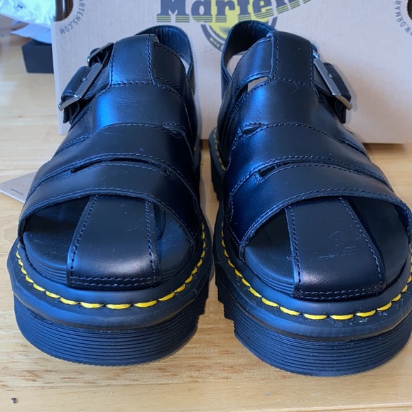 AUTH NIB DR. MARTENS ABEL BLACK PLATFORM SANDAL - Picture 6 of 14